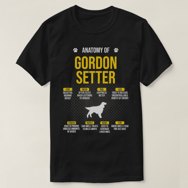 Camiseta Anatomia De Gordon Setter Dog Lover (Frente do Design)
