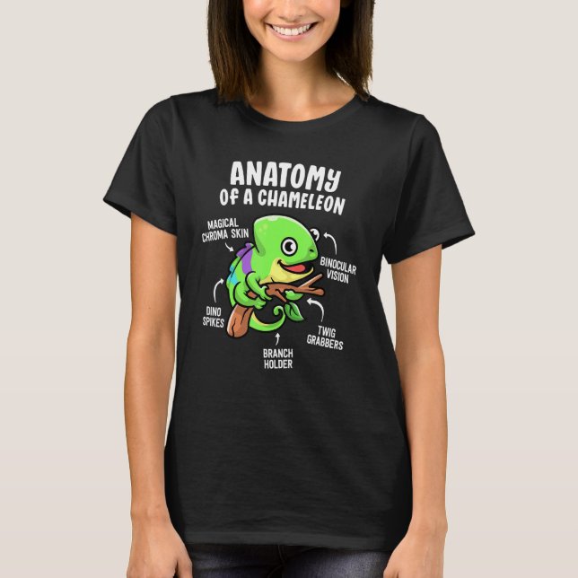 Camiseta Anatomia De Pet Lizard, Réptil De Chameleão (Frente)