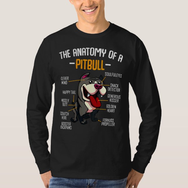 Camiseta Anatomia De Pitbull Funny Pitbull (Frente)
