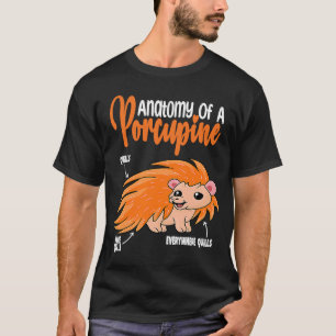 Camiseta anatomia de porco-espinho fofa para porco-espinho