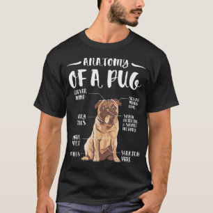 Camiseta Anatomia de Pug para dono ou criador de cachorros