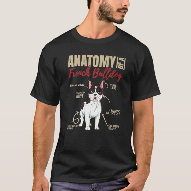 Camiseta Anatomia De Um Bulldog Francês (Frente)