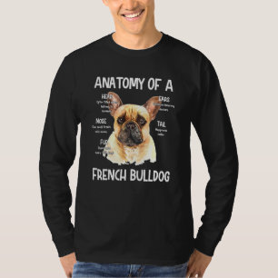Camiseta Anatomia De Um Bulldog Francês Para O Ruído Da Cab