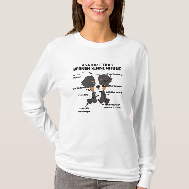 Camiseta Anatomia De Um Cachorro Bernês Cachorro Cachorro C (Frente)