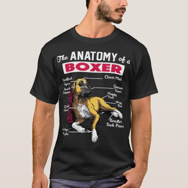 Camiseta Anatomia de um Cachorro Boxer - Engraçado para ama (Frente)