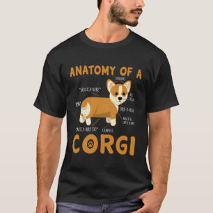 Camiseta Anatomia De Um Cachorro Engraçado De Corgi Dava Pr