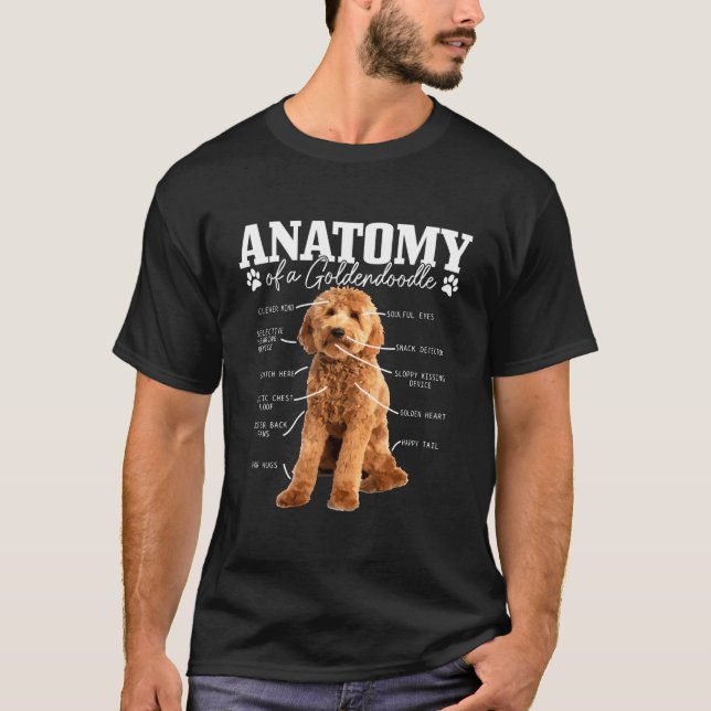 Camiseta Anatomia De Um Cachorro Engraçado De Goldendoodle  (Frente)
