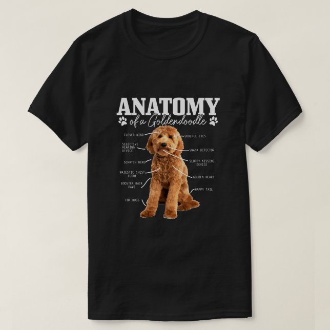 Camiseta Anatomia De Um Cachorro Engraçado De Goldendoodle  (Frente do Design)