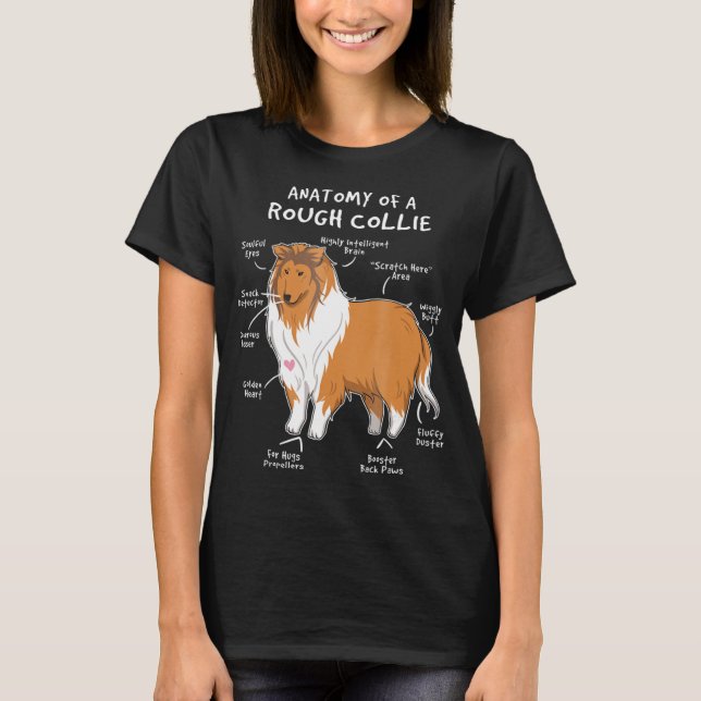 Camiseta Anatomia De Um Cachorro Grosso Collie Gupido Gift  (Frente)