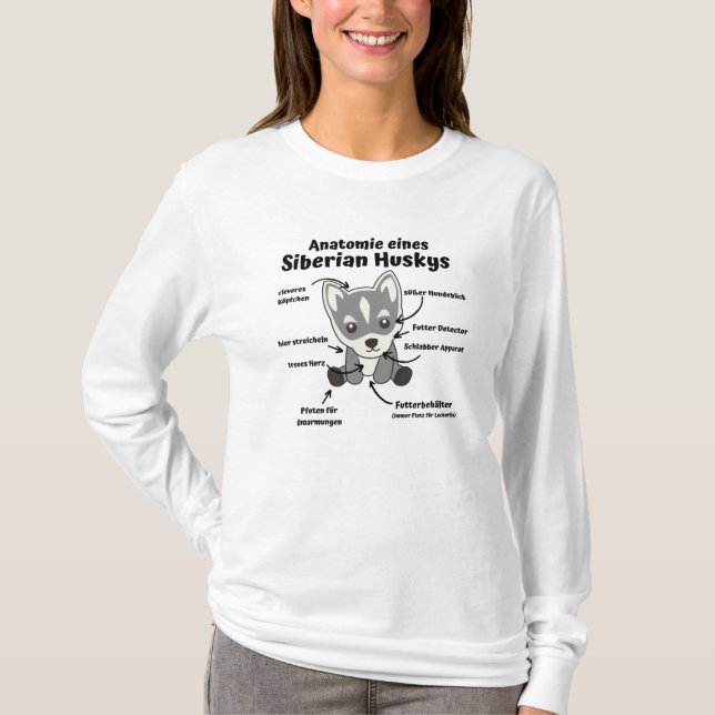 Camiseta Anatomia De Um Cachorro Iridério Husky Docinho (Frente)