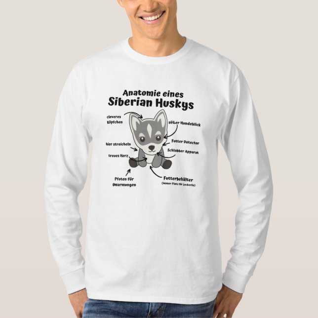 Camiseta Anatomia De Um Cachorro Iridério Husky Docinho (Frente)
