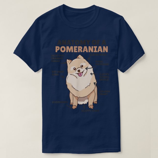 Camiseta Anatomia De Um Cachorro Pomeraniano Cute Engraçado (Frente do Design)