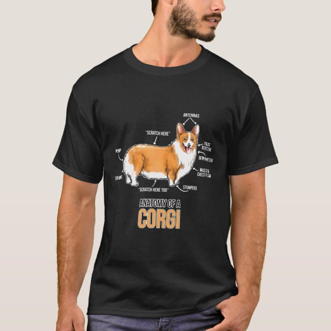 Camiseta Anatomia de um Cão Corgi T (Frente)