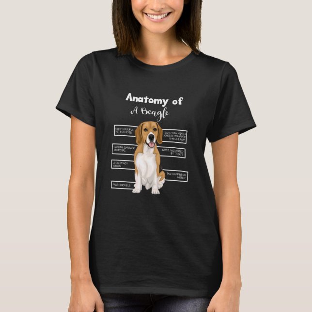Camiseta Anatomia De Um Cão Engraçado De Beagle (Frente)