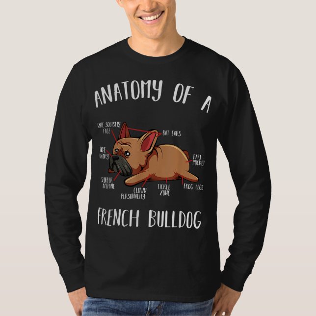Camiseta Anatomia De Um Cão Francês Cachorro Francês Pet (Frente)