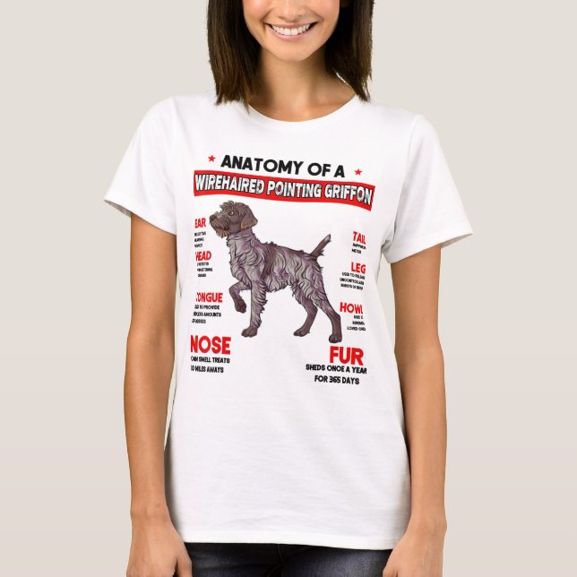 Camiseta Anatomia de um cão Griffon T Shi apontador por cab (Frente)