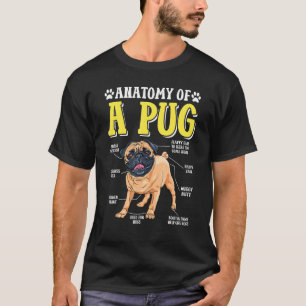 Camiseta Anatomia de um cão Pug Cachorro