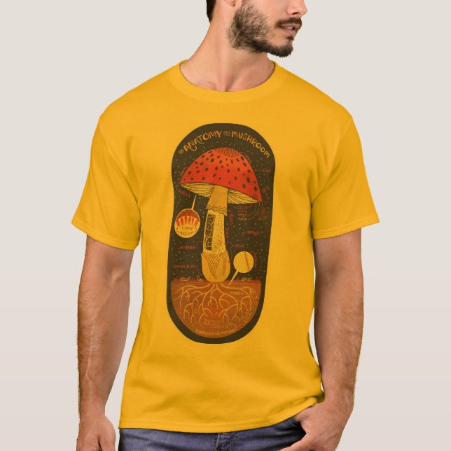 Camiseta Anatomia de um cogumelo (Frente)