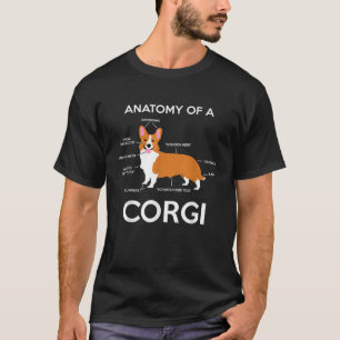 Camiseta Anatomia de um Corgi Cachorro Engraçado Fã de Biol