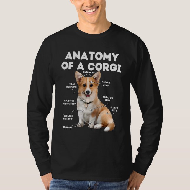 Camiseta Anatomia de um Corgi Corgi Dog Tee (Frente)