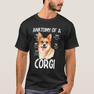 Camiseta Anatomia De Um Corgi Para O Ruído Da Cabeça De Cão