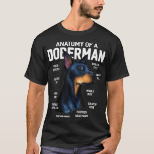 Camiseta Anatomia de um Doberman Pinscher Cachorro Engraçad