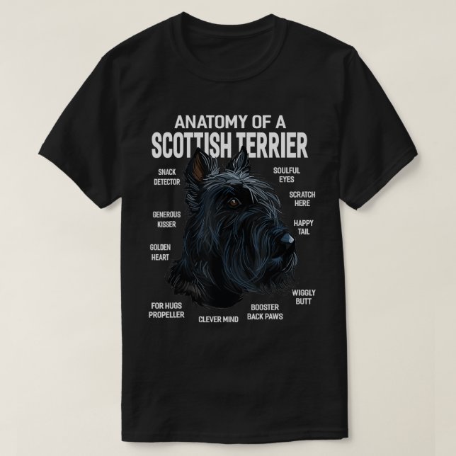 Camiseta Anatomia de um escocês Terrier Dog Funny Gift (Frente do Design)
