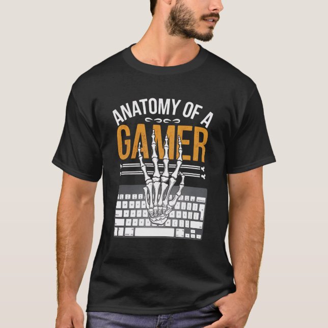 Camiseta Anatomia De Um Esqueleto De Jogador Mão Homens Eng (Frente)