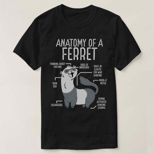 Camiseta Anatomia de um furão Essencial (Frente do Design)