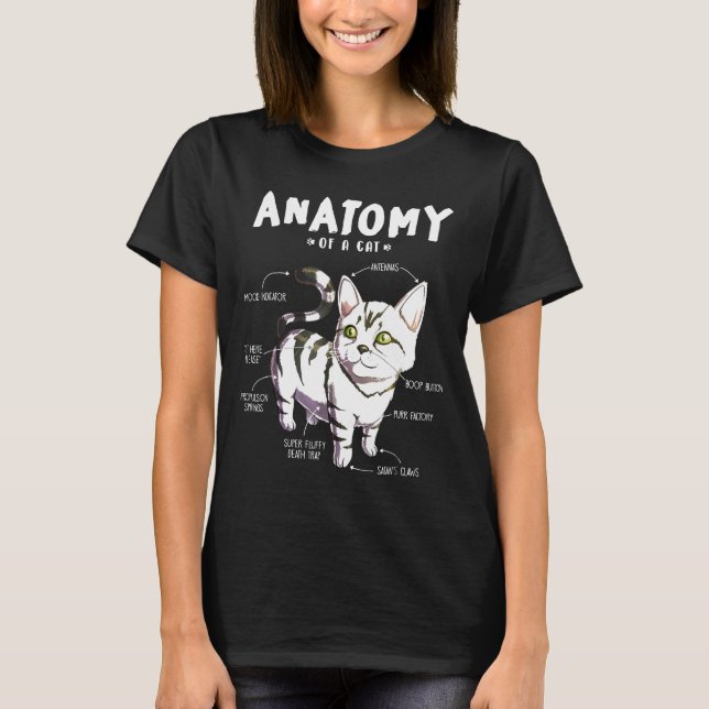 Camiseta Anatomia De Um Gato Gato Gato Gato De Pet Tee (Frente)