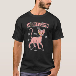 Camiseta Anatomia de um Gato Sphynx Gato Sphinx Fofo