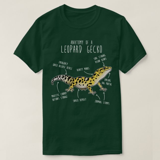 Camiseta Anatomia de um Gecko Leopardo (Frente do Design)