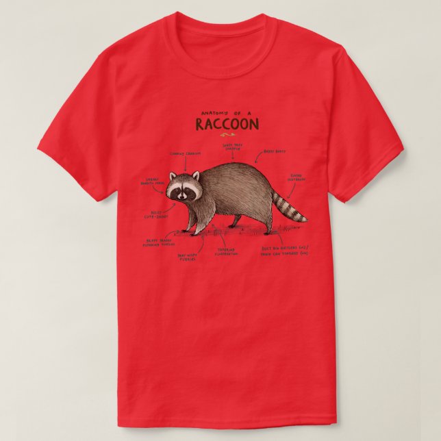 Camiseta Anatomia de um guaxinim (Frente do Design)