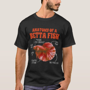Camiseta Anatomia de um Peixe Betta Engraçado Siamês Lutado