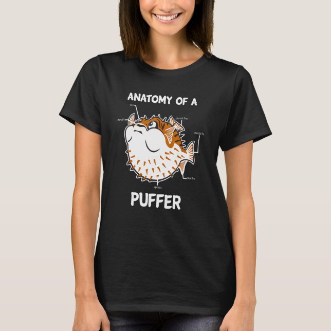 Camiseta Anatomia De Um Peixe-Pufe Engraçado (Frente)