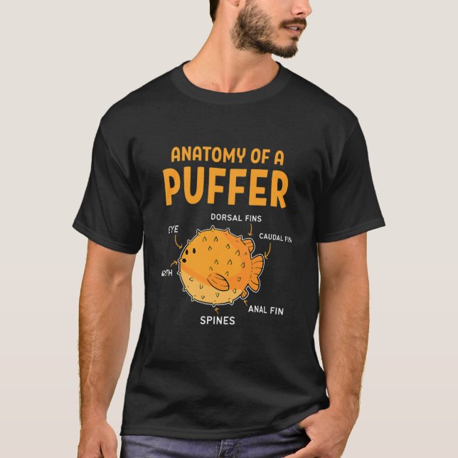 Camiseta Anatomia De Um Peixe Puffer  (Frente)