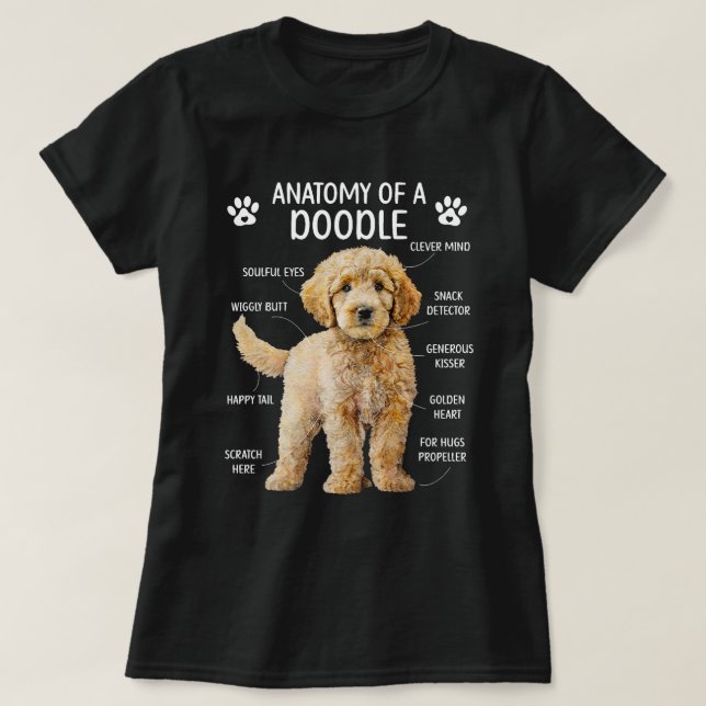 Camiseta Anatomia De Um Porco Cachorro Proprietário De Gold (Frente do Design)