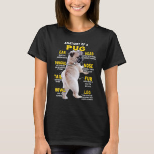 Camiseta Anatomia de um Pug Cachorro Engraçado
