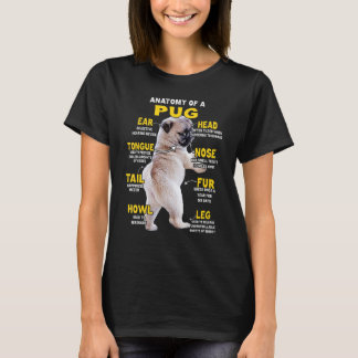 Camiseta Anatomia de um Pug Cachorro Engraçado