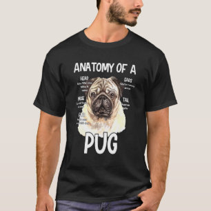 Camiseta Anatomia de um Pug para Ruído da Cabeça do Cachorr