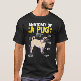 Camiseta Anatomia de um Pug Presente Engraçado para Amantes