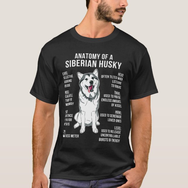 Camiseta Anatomia De Um Sobrinho De Cachorro Siberiano, Eng (Frente)