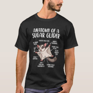 Camiseta Anatomia de um Sugar Glider Engraçado Fofo Sugar G