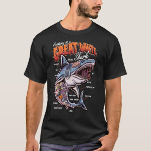 Camiseta Anatomia de um Tubarão Branco Educativo