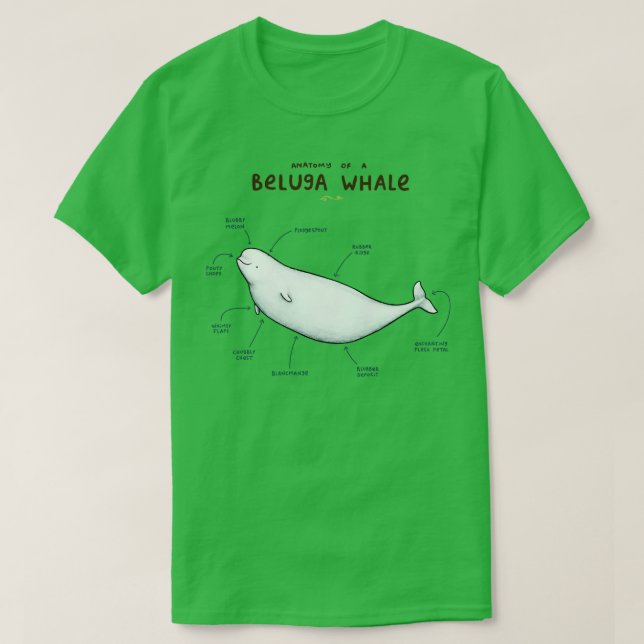 Camiseta Anatomia de uma baleia de Beluga (Frente do Design)