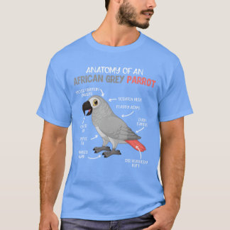 Camiseta Anatomia de uma menina amante de Parrot Bird, Cinz
