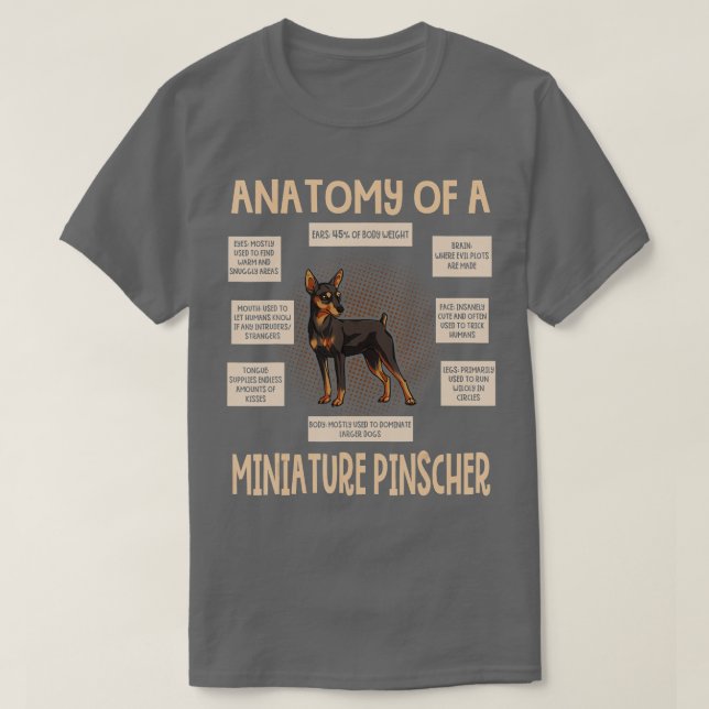 Camiseta Anatomia De Uma Miniatura Pinscher Engraçada Puppy (Frente do Design)