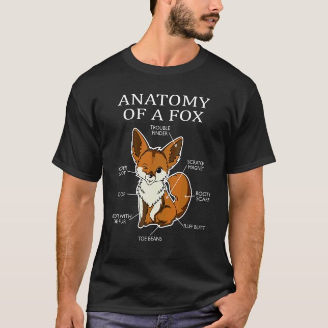 Camiseta Anatomia de uma Raposa    Carnívoro Fofo e Doce    (Frente)