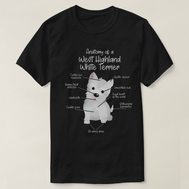 Camiseta Anatomia de West Highland White Terrier | Westie (Frente do Design)
