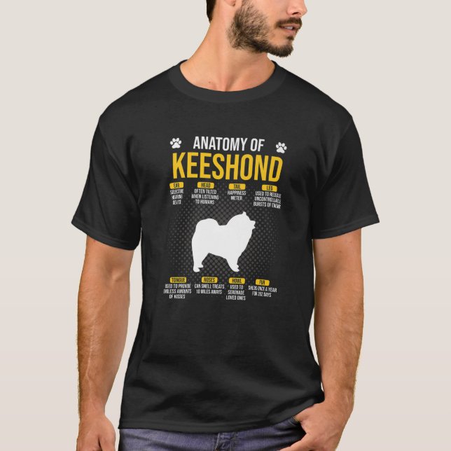 Camiseta Anatomia do Amante de Cães Keeshond (Frente)
